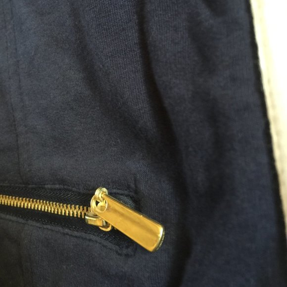 JM Collection Navy and White Accent Zip Jacket Size Gold Tone Zippers & Snaps L - Picture 3 of 10